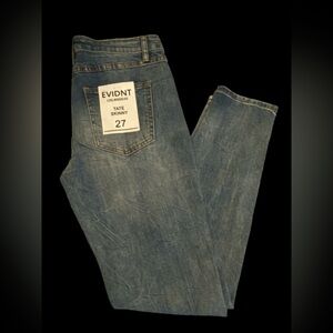 Anthropologie | Evidnt Tate Skinny distressed mid rise jeans side slit size 27